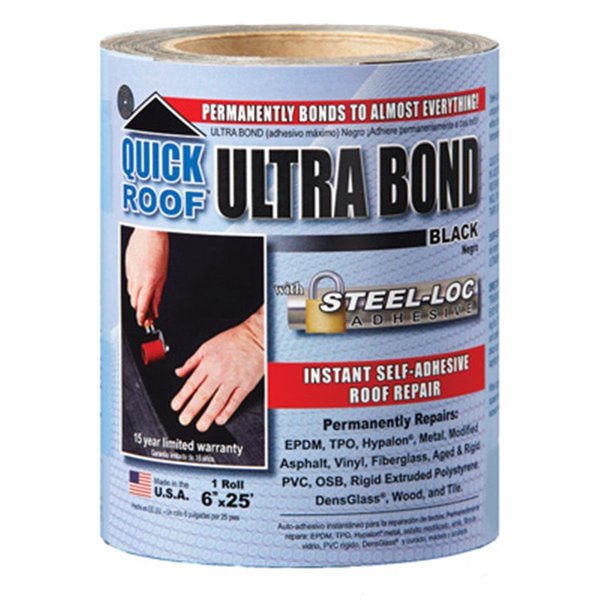 Cofair Products UBB625 Quick Roof 6 in. x 25 ft. Black Ultra Bond CO576446